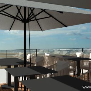 Etude - Restaurant - Côte de nacre - Calvados - Vue 3D - Terrasse de l'étage - Vue 02