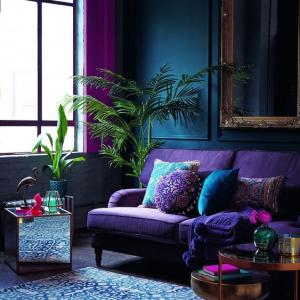 Déco - Salon violet et turquoise