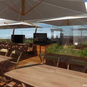 Etude - Restaurant - Côte de nacre - Calvados - Vue 3D - Terrasse Bois